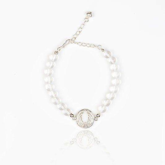 Bergkristall-Armband mit Engel – Silber.