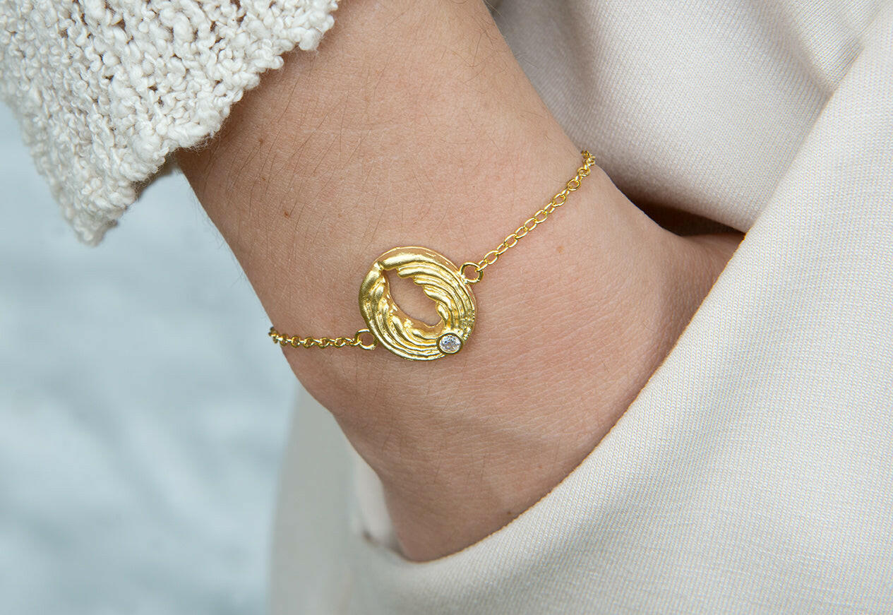 Zartes Engel-Armband mit Karabiner Verschluss - Gold.