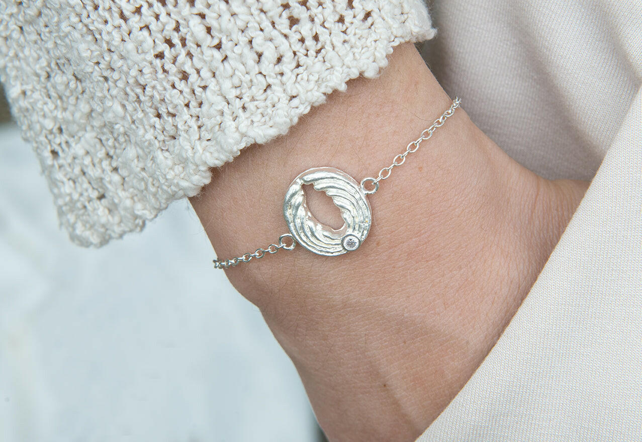 Zartes Engel-Armband mit Karabiner Verschluss - Silber.