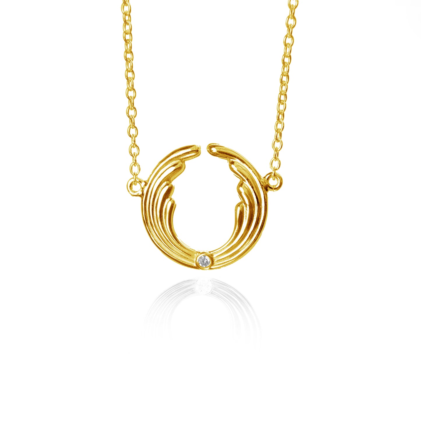 Engelanhänger LIGHT Gold mit Kette Zirkonia Glücksrufer Diana Wunsch