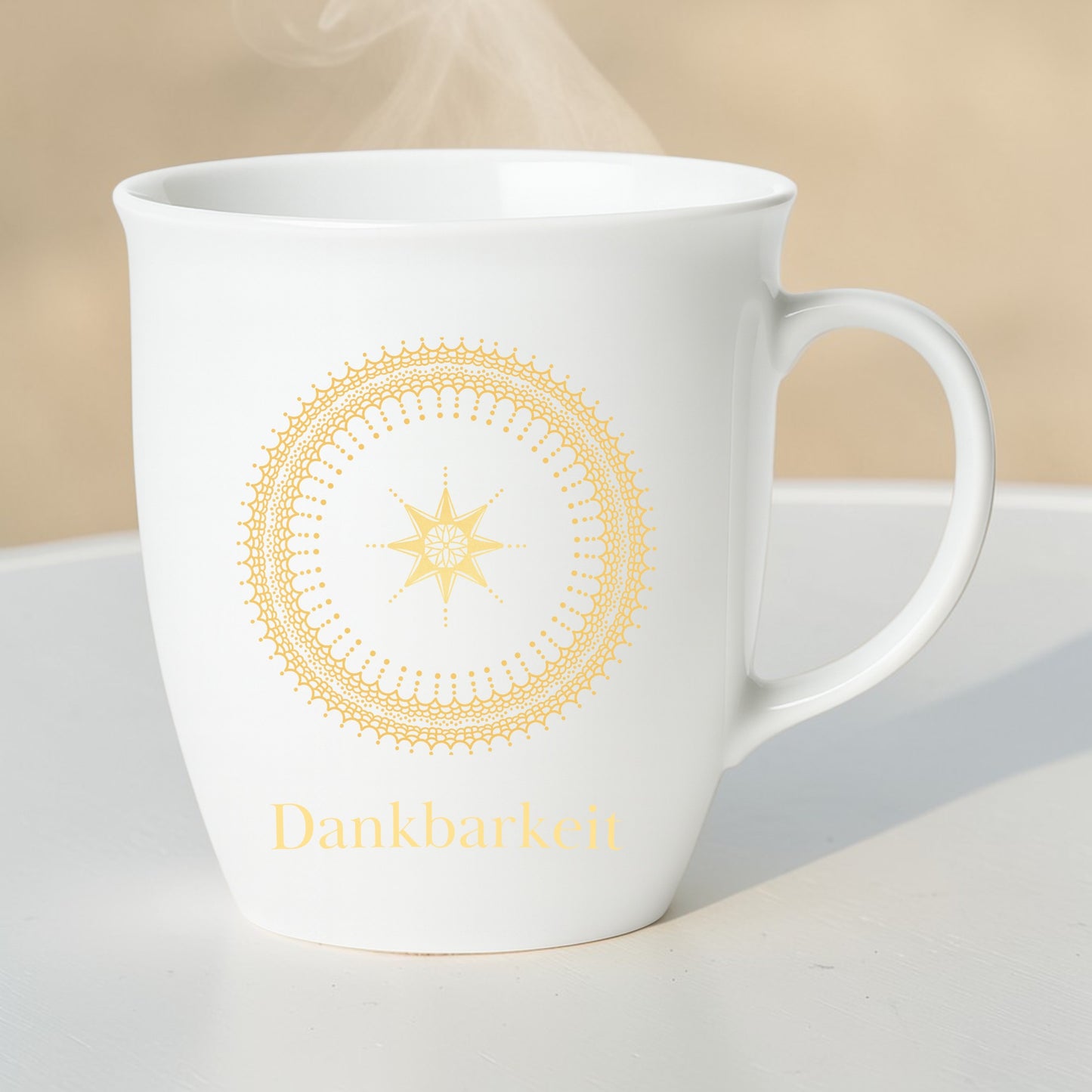 Tasse „Dankbarkeit“ – Symbol Fülle | Porzellan in Goldoptik