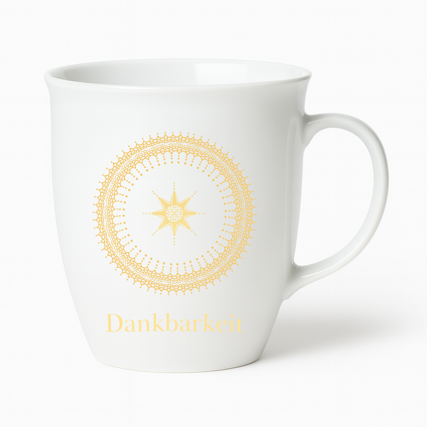 Tasse „Dankbarkeit“ – Symbol Fülle | Porzellan in Goldoptik