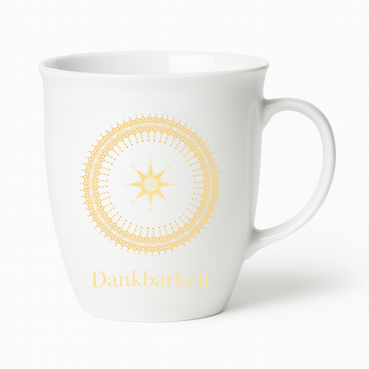 Tasse „Dankbarkeit“ – Symbol Fülle | Porzellan in Goldoptik