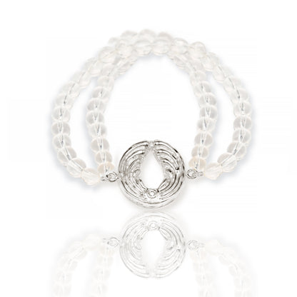 Zweifaches Bergkristall-Armband mit Engel – Silber