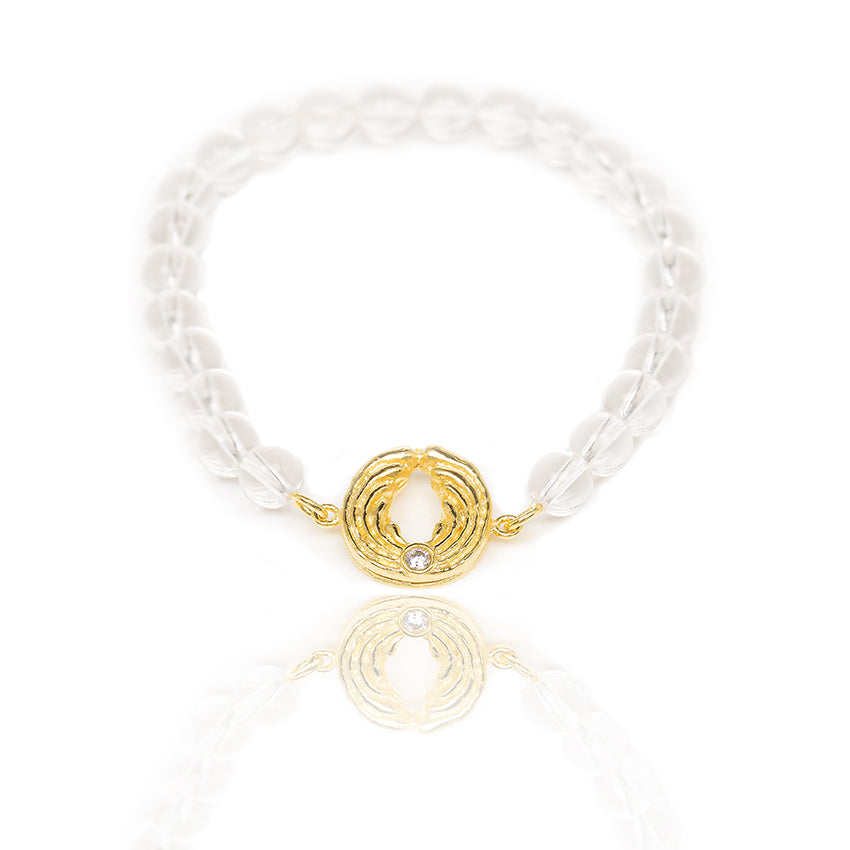 Bergkristall-Armband mit Engel – Gold