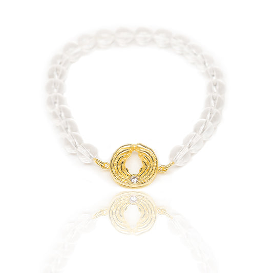 Bergkristall-Armband mit Engel – Gold