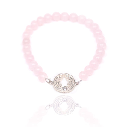 Rosenquarz-Armband mit Engel – Silber