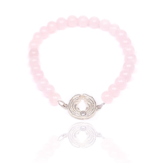 Rosenquarz-Armband mit Engel – Silber