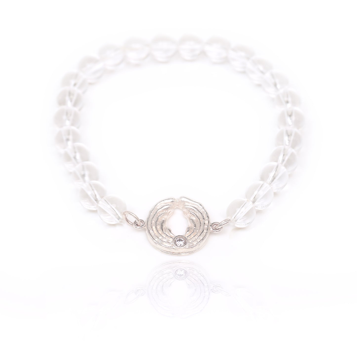 Bergkristall-Armband mit Engel – Silber