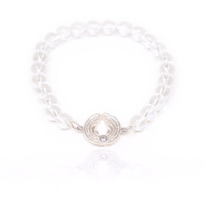 Bergkristall-Armband mit Engel – Silber