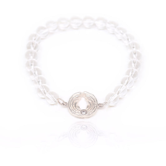Bergkristall-Armband mit Engel – Silber