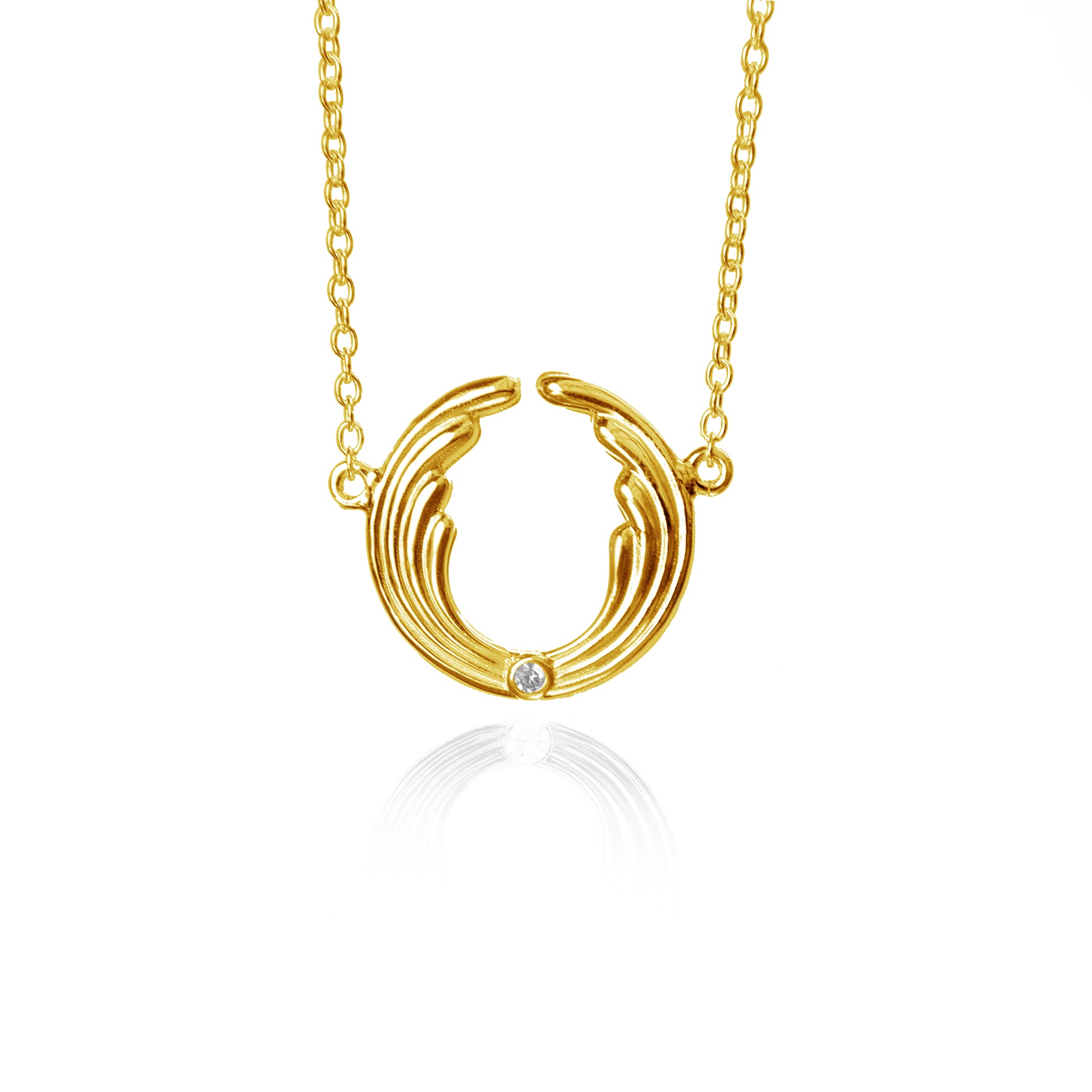 Engelanhänger LIGHT Gold mit Kette Zirkonia Glücksrufer Diana Wunsch