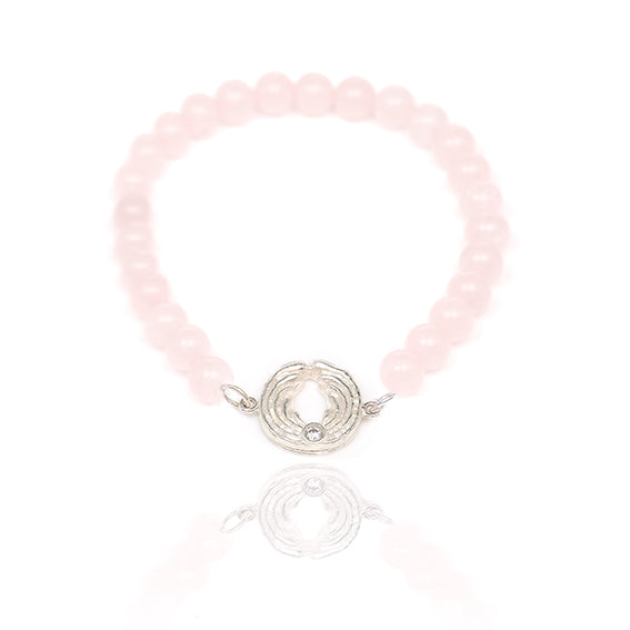 Rosenquarz-Armband mit Engel – Silber