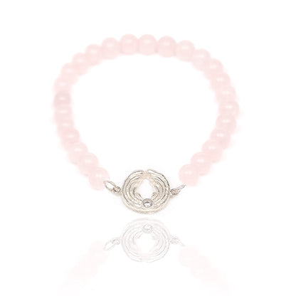 Rosenquarz-Armband mit Engel – Silber