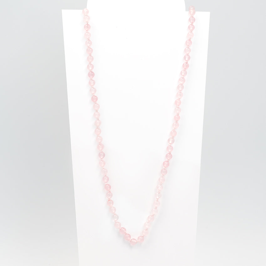Rosenquarzkette – Handgeknüpft mit Liebe