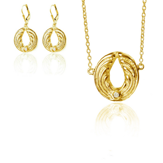 Schmuckset Engel Ohrringe & Halskette - Gold