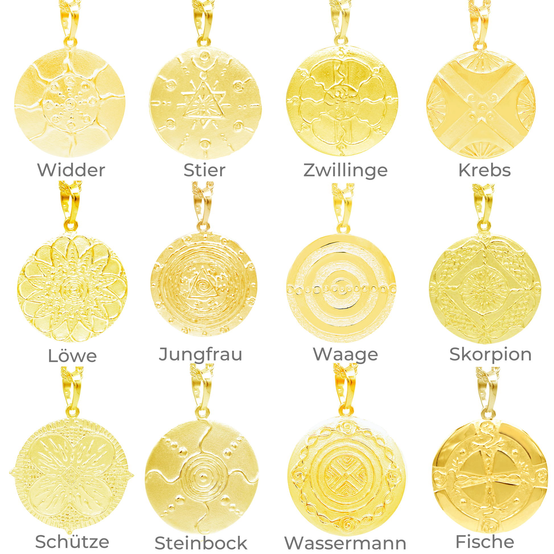 Sternzeichen Anhänger Gold alle Zeichen Übersicht Astrologie Schmuck