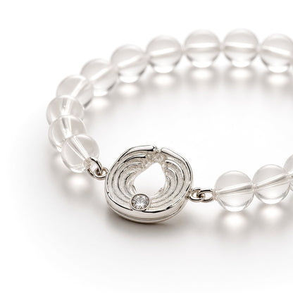 Bergkristall-Engelarmband Silber — kleiner Engel. Spiritueller Schmuck