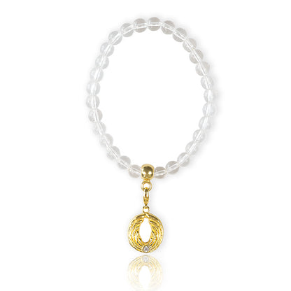 Bergkristall-Armband mit Engel-Charm – Gold