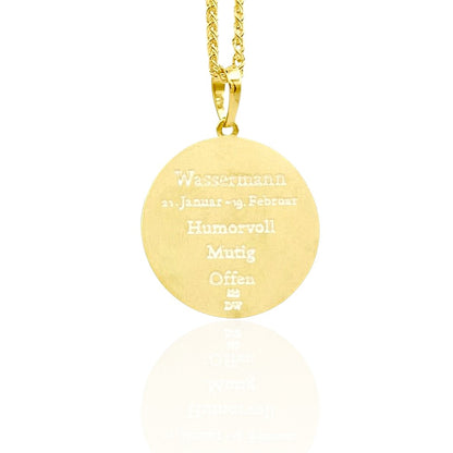 Aquarius Zodiac Sign Pendant - Gold